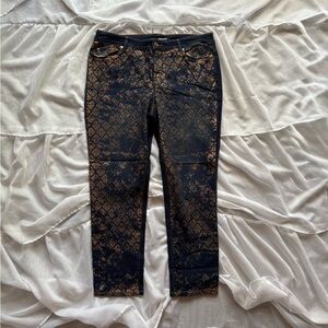 Chico's "The Platinum Jegging" Gold Stamped Denim Jeggings